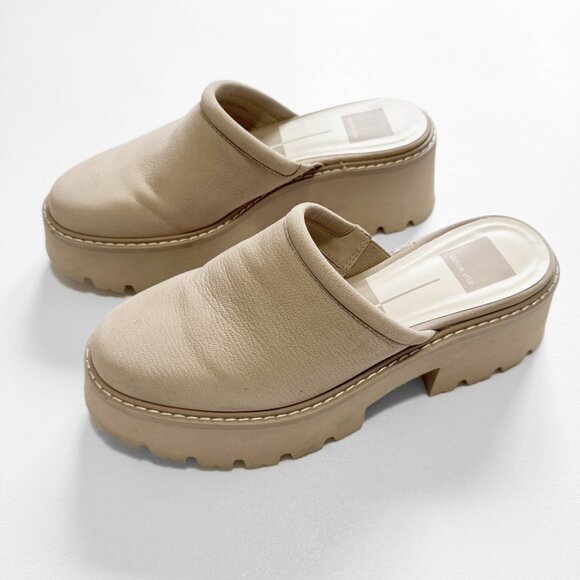 Dolce Vita Leora Clog Chunky Platform Mule Sz 8 Taupe - Picture 1 of 3